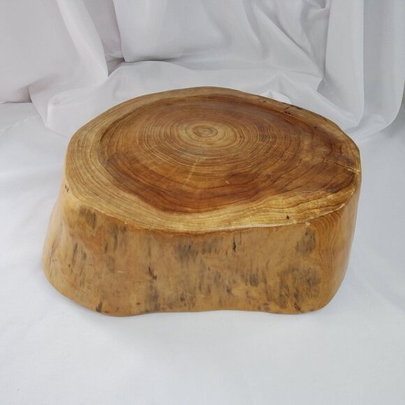 VTG Real Wood Tree Stump Root Bowl Large Handcrafted Wooden Decorative Bowl - Picture 12 of 16